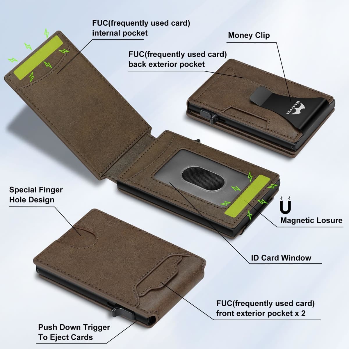 Card Wallet for Men Slim Minimalist: Smart Pop Up Wallets with Money Clip - RFID Front Pocket Credit Card Holder - Gift for Men Husband, Carbon Black S5, Smart Wallet, Minimalist thumbnail 2