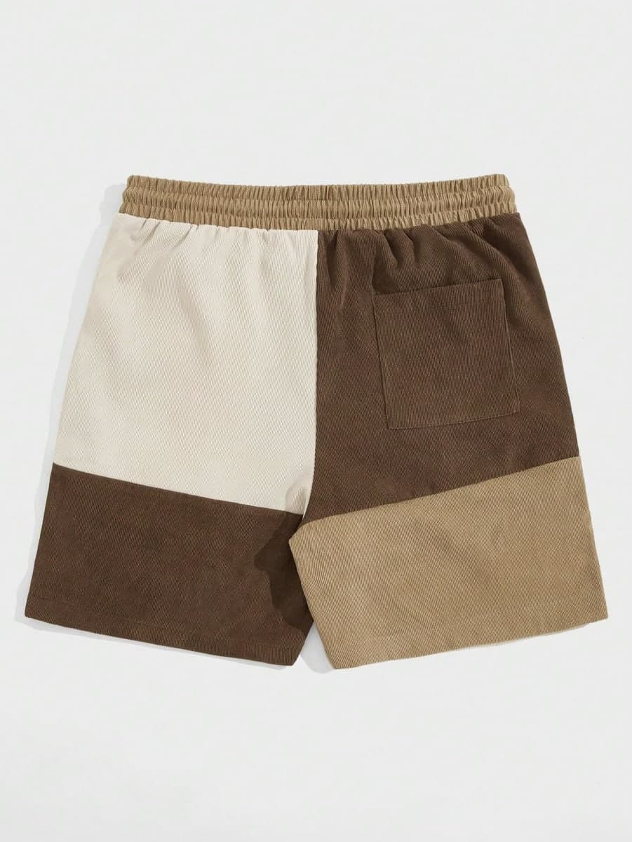 WDIRARA Men's Colorblock Drawstring Waist Summer Shorts Corduroy Casual Short with Pockets, Multi Color, Medium thumbnail 3