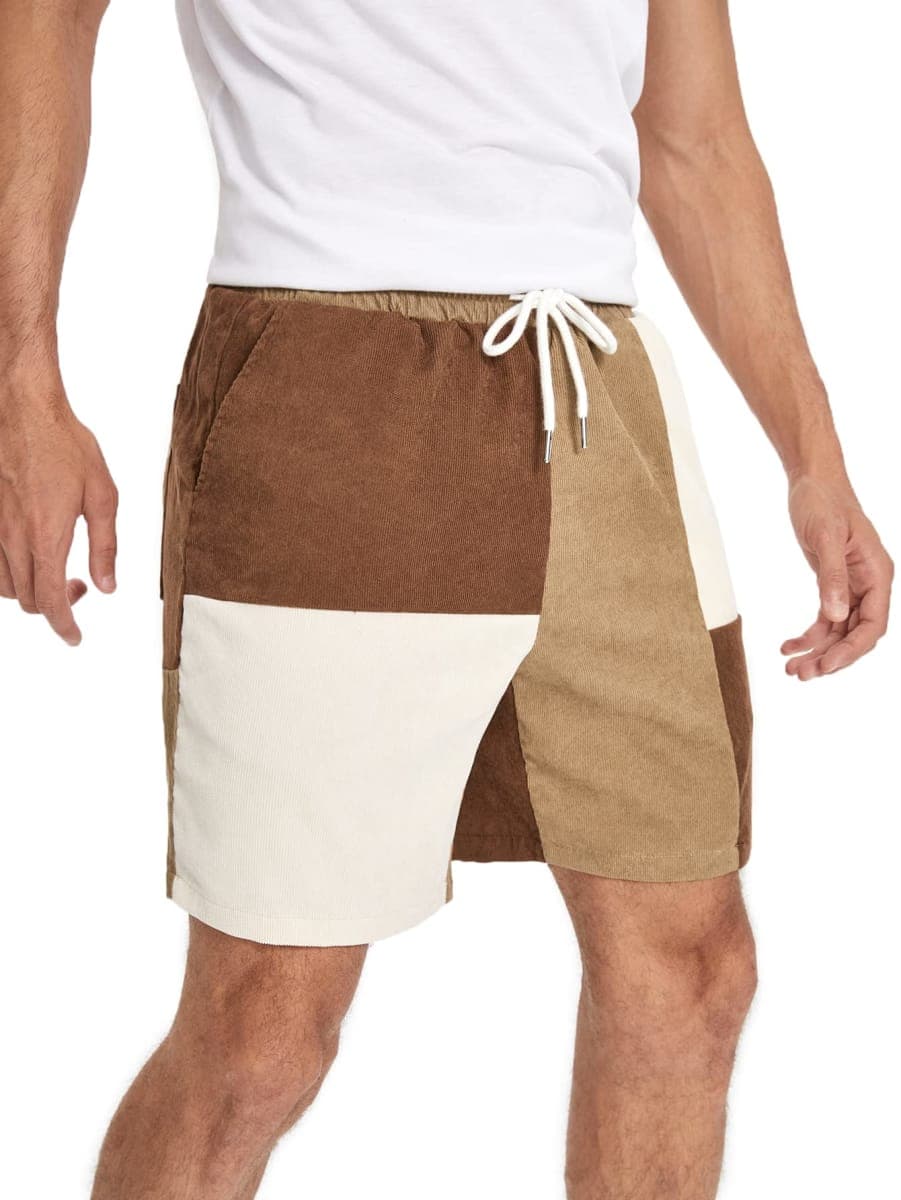 WDIRARA Men's Colorblock Drawstring Waist Summer Shorts Corduroy Casual Short with Pockets, Multi Color, Medium thumbnail 4