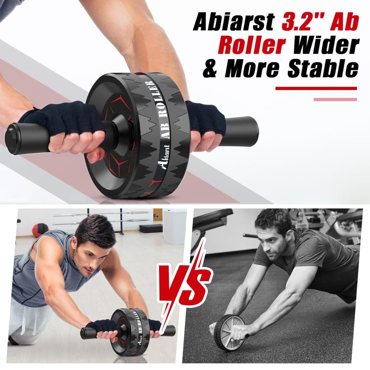 Abiarst Ab Roller Wheel, Abs Workout Equipment for Abdominal & Core Strength Training, Home Gym Exercise Wheels for Men Women, with Knee Pad Accessories thumbnail 2