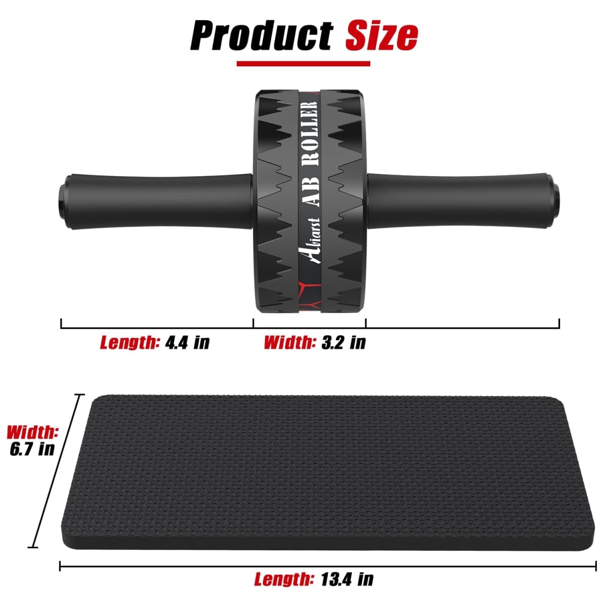 Abiarst Ab Roller Wheel, Abs Workout Equipment for Abdominal & Core Strength Training, Home Gym Exercise Wheels for Men Women, with Knee Pad Accessories thumbnail 4