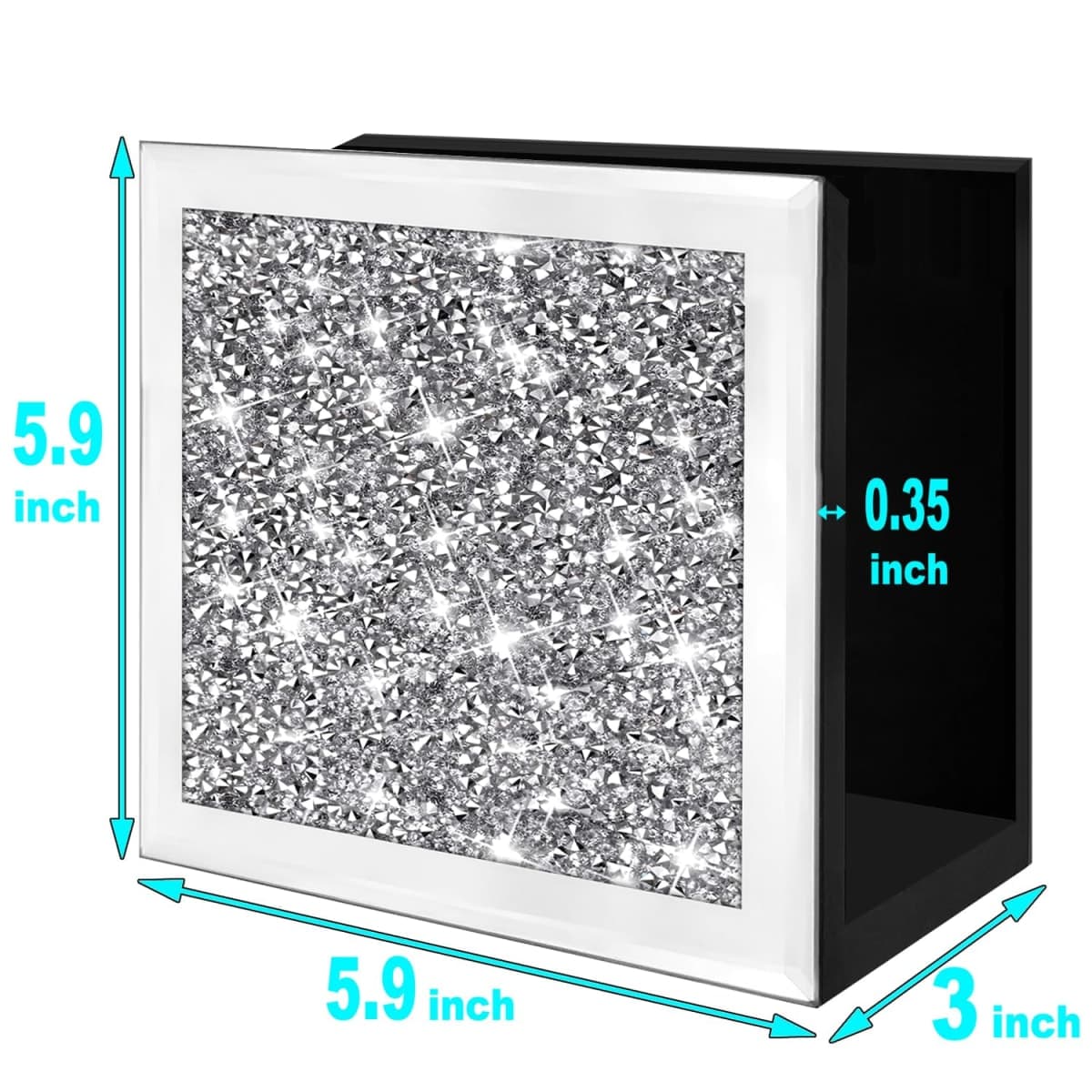 Wocred Mirror Napkin Holder,Crystal Crushed Diamond Vertical Holder,Square Glass Mirror Napkin Holder for Dining Table or Counter in The Kitchen.(5.9”X5.9”X3”) thumbnail 2