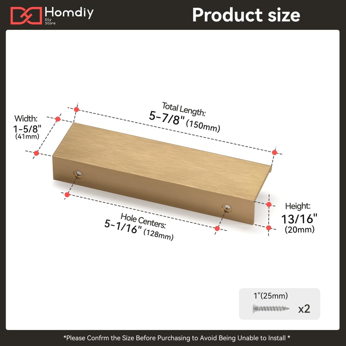 homdiy 10 Pack 5" Cabinet Handles - 128mm Hole Center Champagne Bronze Finger Edge Pulls, Modern Concealed Pulls for Drawers, Kitchen & Bathroom thumbnail 2