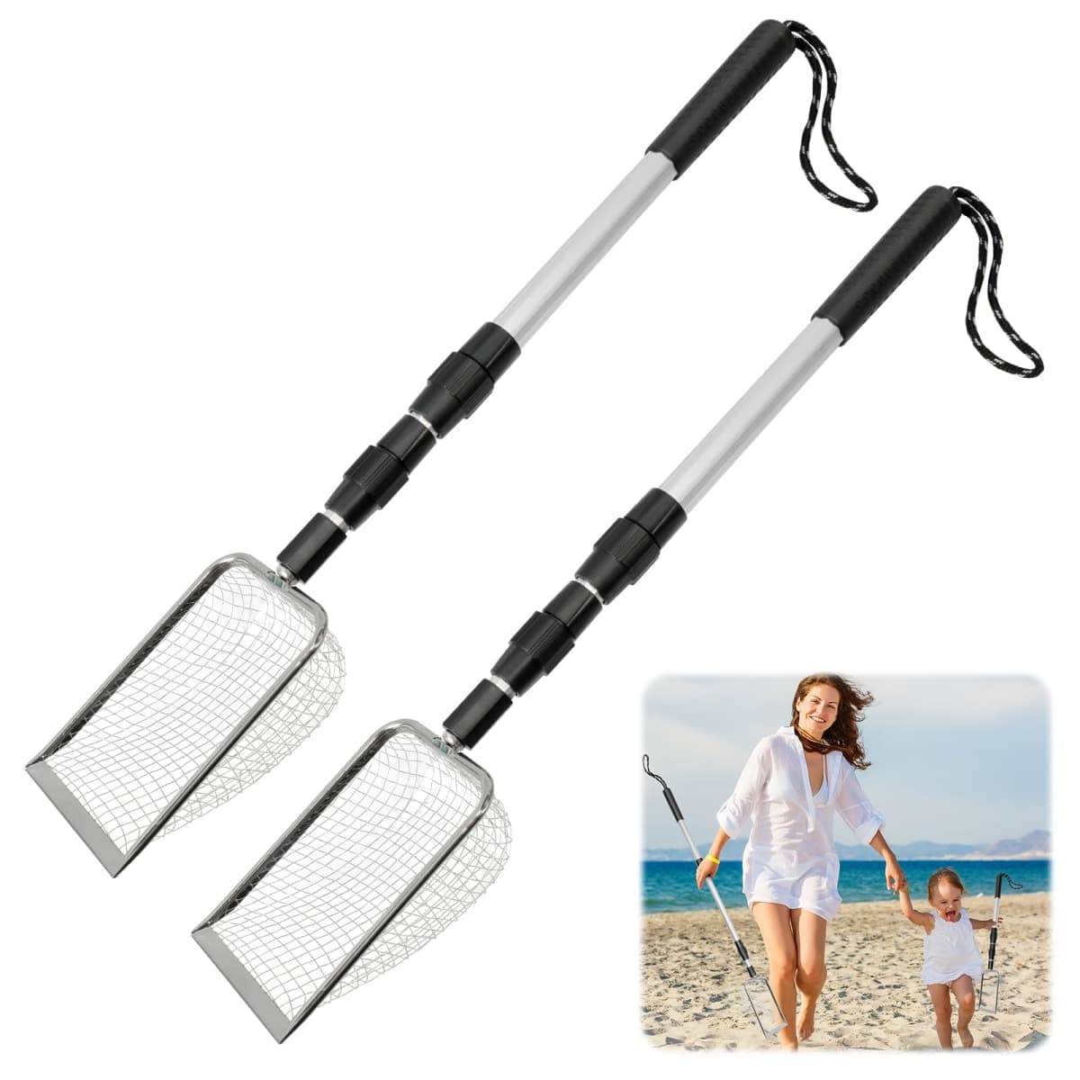 Yuuchoringee 2 Pack Sand Sifter, Beach Shark Tooth Sifter Shell Scooper — image 1