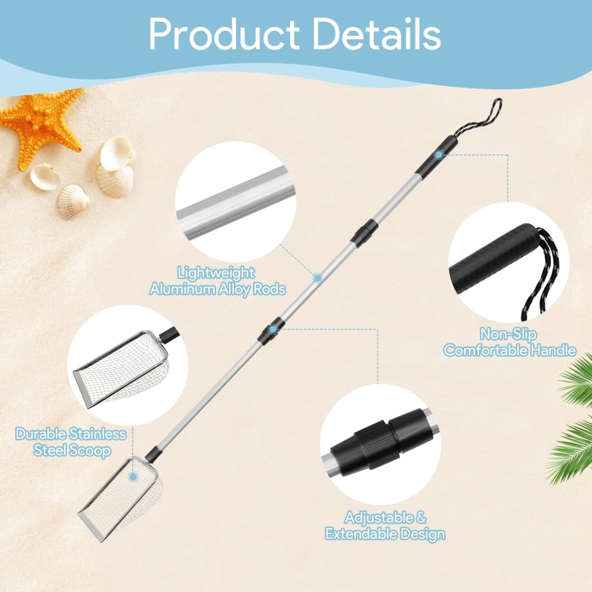 Yuuchoringee 2 Pack Sand Sifter, Beach Shark Tooth Sifter Shell Scooper thumbnail 2