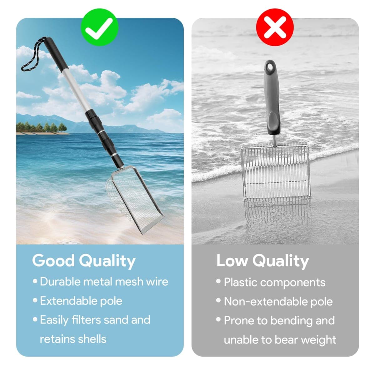Yuuchoringee 2 Pack Sand Sifter, Beach Shark Tooth Sifter Shell Scooper thumbnail 5
