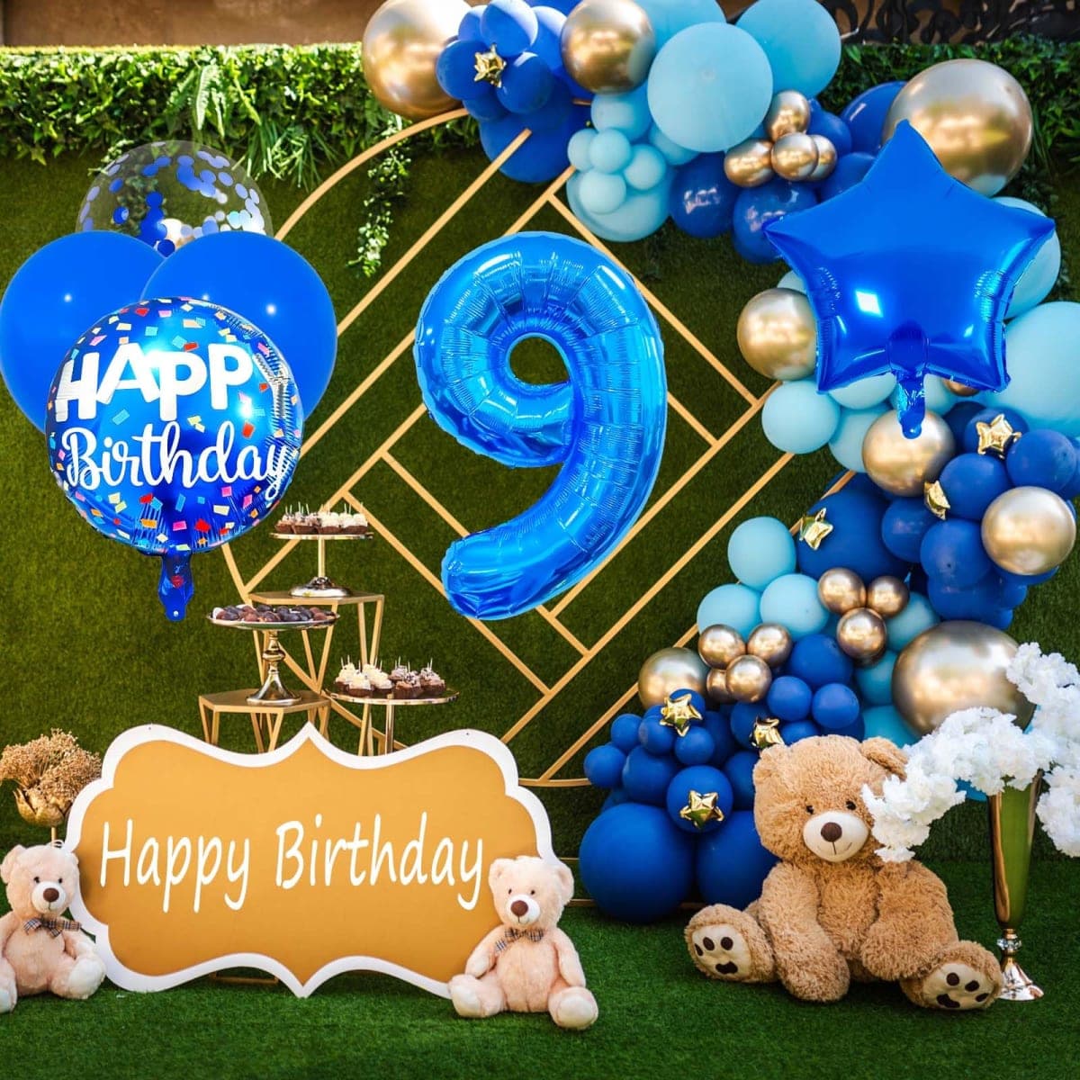 9 Balloon Number, Dark Blue Balloon, Blue Confetti Latex Balloon Foil 9 Birthday Balloon for Anniversary Supplies Kids Birthday Party Banquet Decoration thumbnail 5