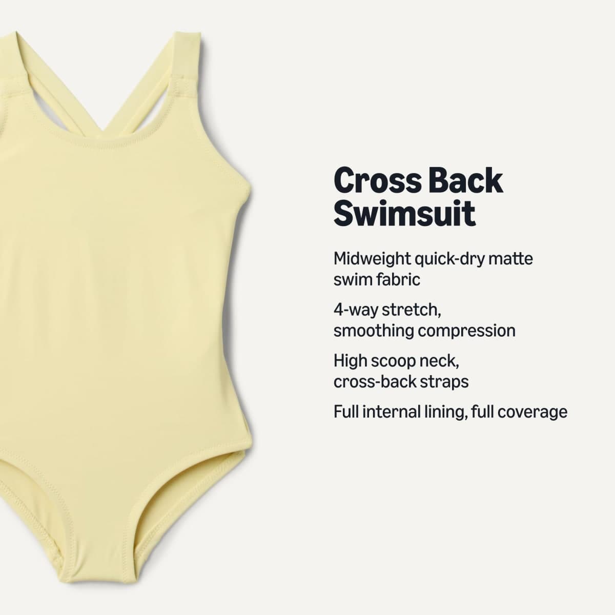 Amazon Essentials Girls' Cross-Back One-Piece Swimsuit, Light Yellow, Medium thumbnail 2