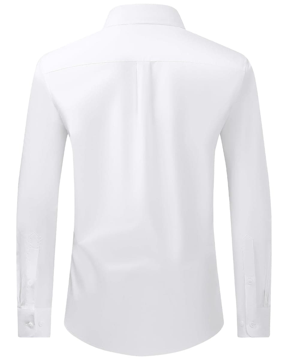 Alimens & Gentle Men's Dress Shirt Regular Fit Stretch Stain Shield Long Sleeve Solid Business Wedding Button Down Shirts, White, X-Large thumbnail 3