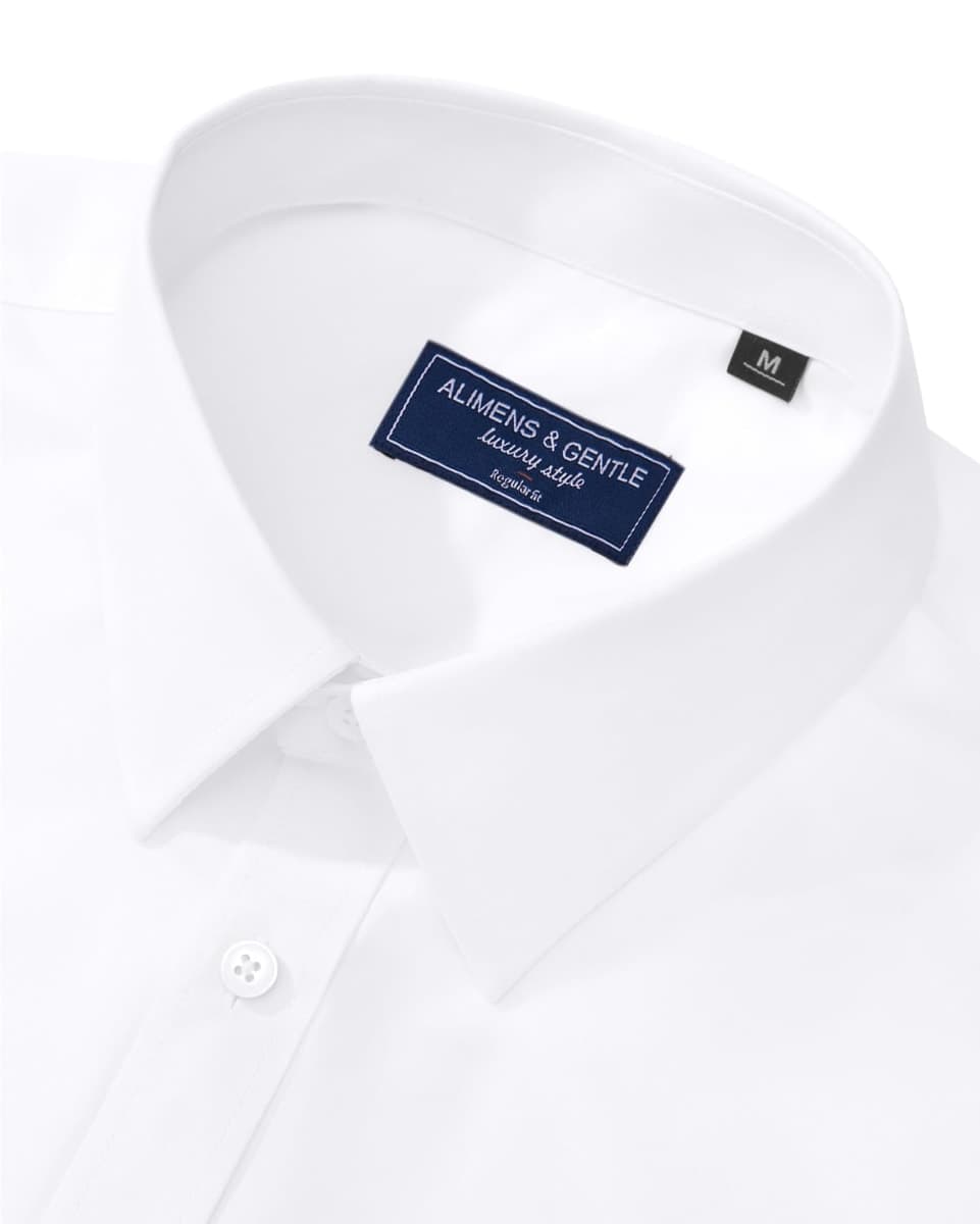 Alimens & Gentle Men's Dress Shirt Regular Fit Stretch Stain Shield Long Sleeve Solid Business Wedding Button Down Shirts, White, X-Large thumbnail 4