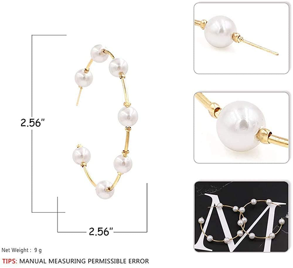 Pearl Hoop Earrings for Women Fashion Hypoallergenic Girls Pearl Earrings Drop Dangle Earrings Jewelry Gifts thumbnail 2