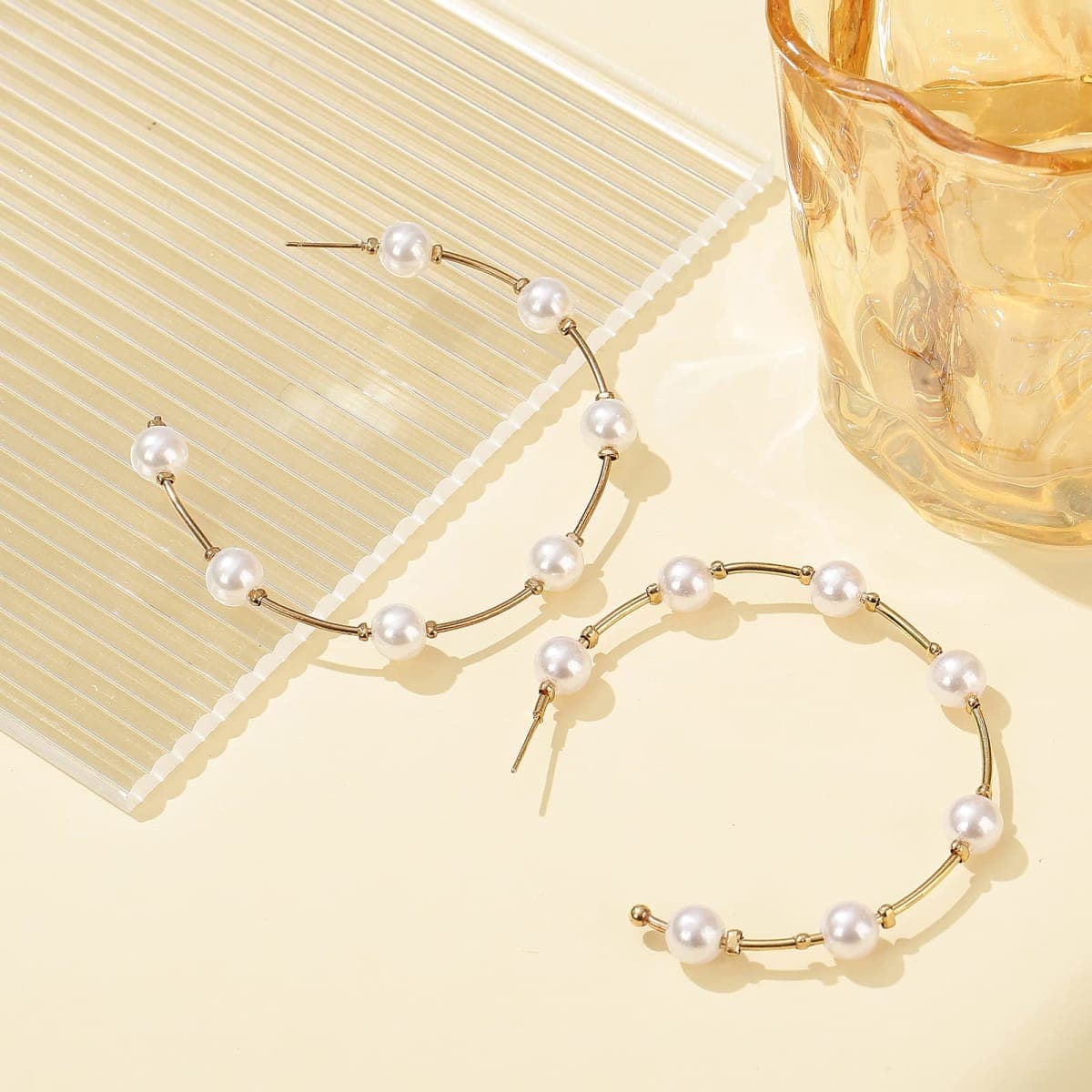 Pearl Hoop Earrings for Women Fashion Hypoallergenic Girls Pearl Earrings Drop Dangle Earrings Jewelry Gifts thumbnail 3