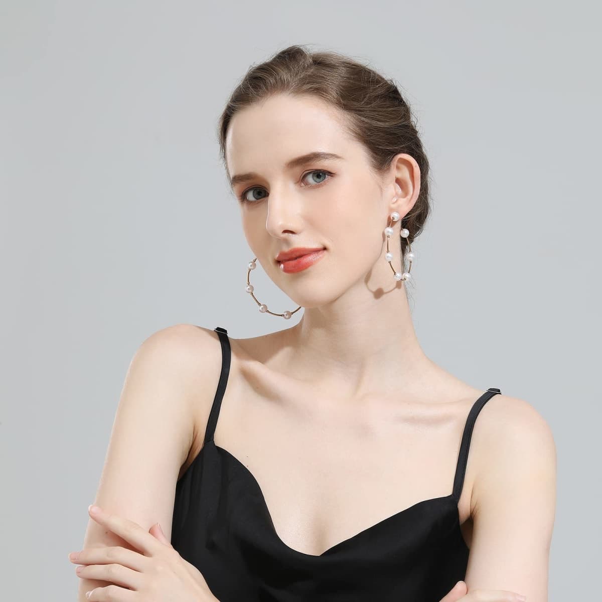 Pearl Hoop Earrings for Women Fashion Hypoallergenic Girls Pearl Earrings Drop Dangle Earrings Jewelry Gifts thumbnail 4