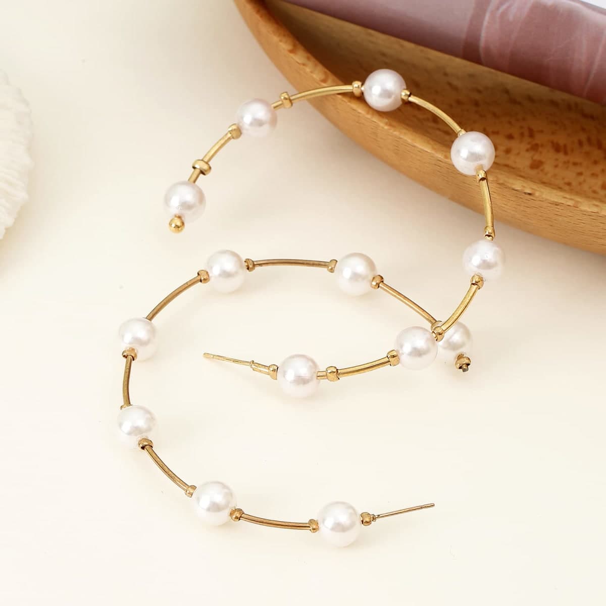 Pearl Hoop Earrings for Women Fashion Hypoallergenic Girls Pearl Earrings Drop Dangle Earrings Jewelry Gifts thumbnail 5