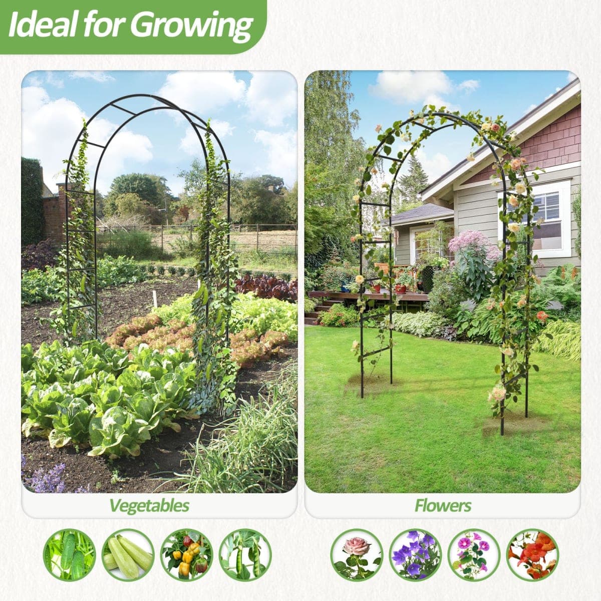 Trellume Trellis for Climbing Plants Outdoor - Height: 94.5", Width: 55", Sturdy Metal Garden Arbor with Rust-Proof Coating, Garden Arch for Wedding Decorations and Climbing Plants, Easy Assembly thumbnail 3