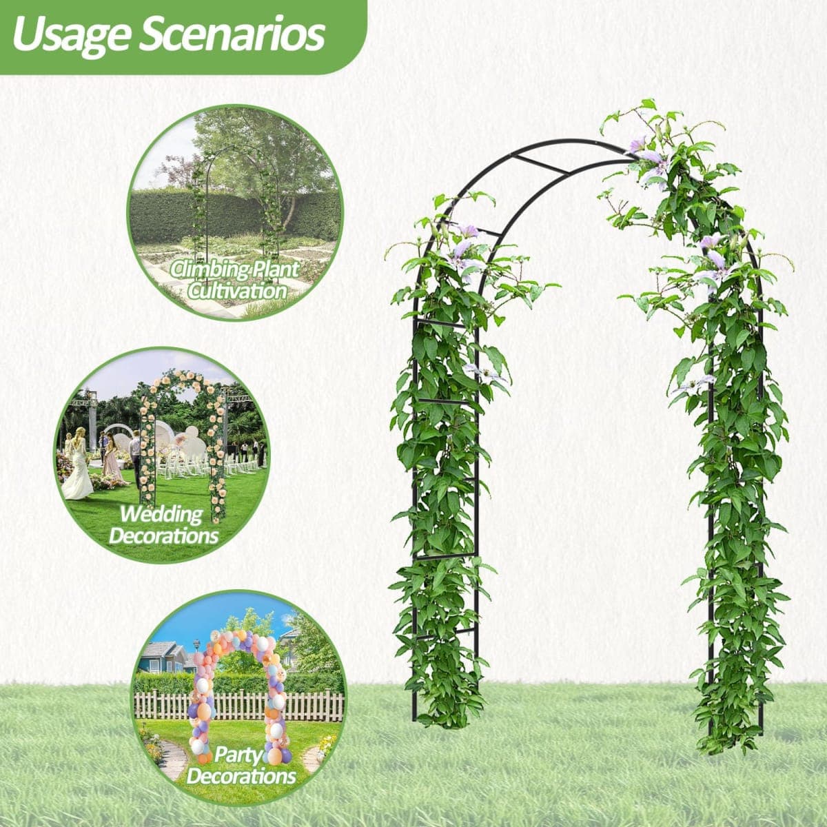 Trellume Trellis for Climbing Plants Outdoor - Height: 94.5", Width: 55", Sturdy Metal Garden Arbor with Rust-Proof Coating, Garden Arch for Wedding Decorations and Climbing Plants, Easy Assembly thumbnail 5