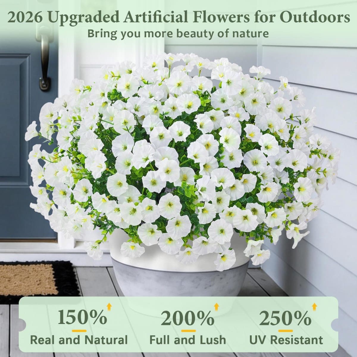 26 Bundles Artificial Flowers for Outdoors, White Fake Outdoor Flowers thumbnail 3