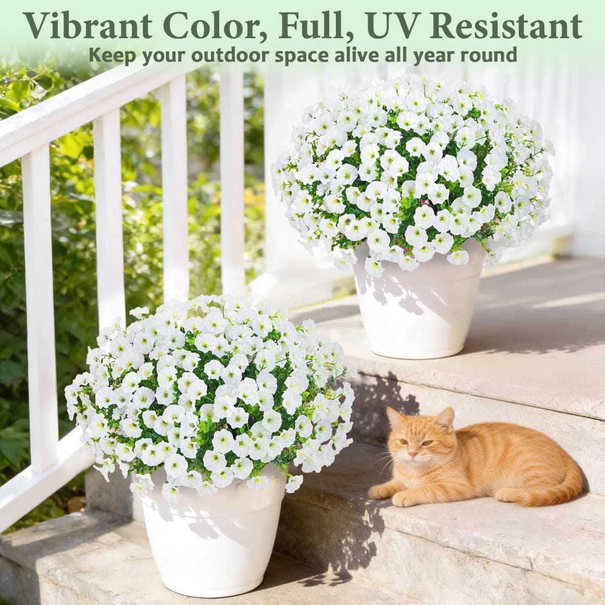 26 Bundles Artificial Flowers for Outdoors, White Fake Outdoor Flowers thumbnail 5