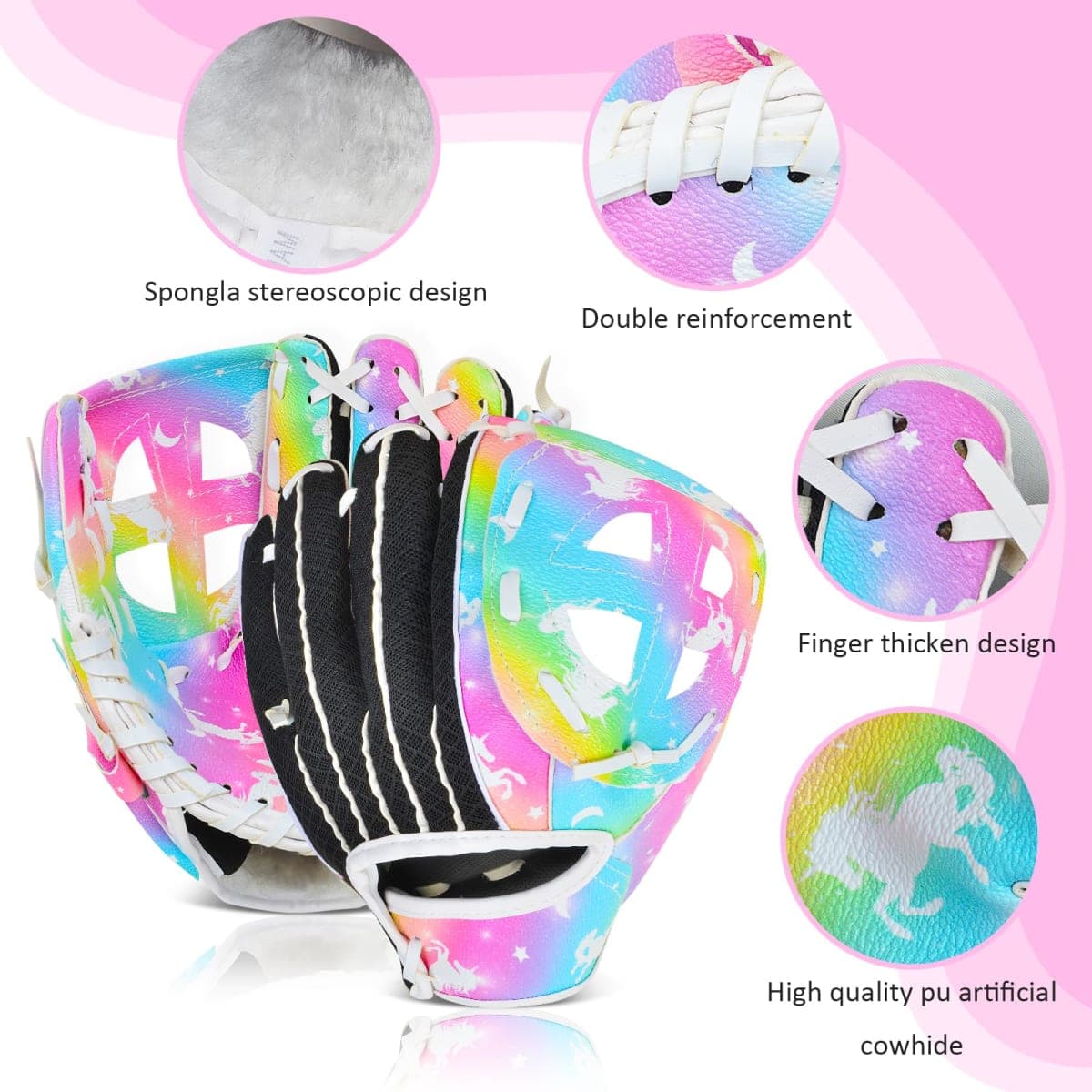 Ausletie Kids Baseball Glove,Softball Gloves,Baseball Softball Mitt for Kids Girls Toddlers, Tee Ball Glove for Training and Beginner Play, Left Hand Glove, Right Hand Throw thumbnail 2