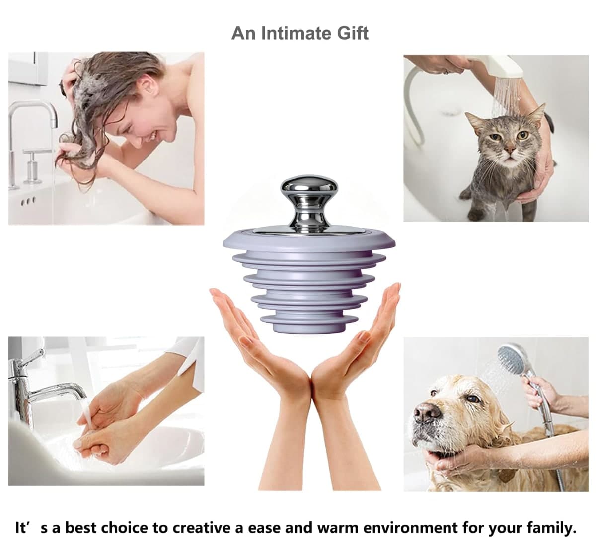 XAJOON Bathtub Drain Stopper,Tub Stopper,Silicone Bathtub Stopper, Washbasin Drain Plug(Gray,Patented Product) thumbnail 3