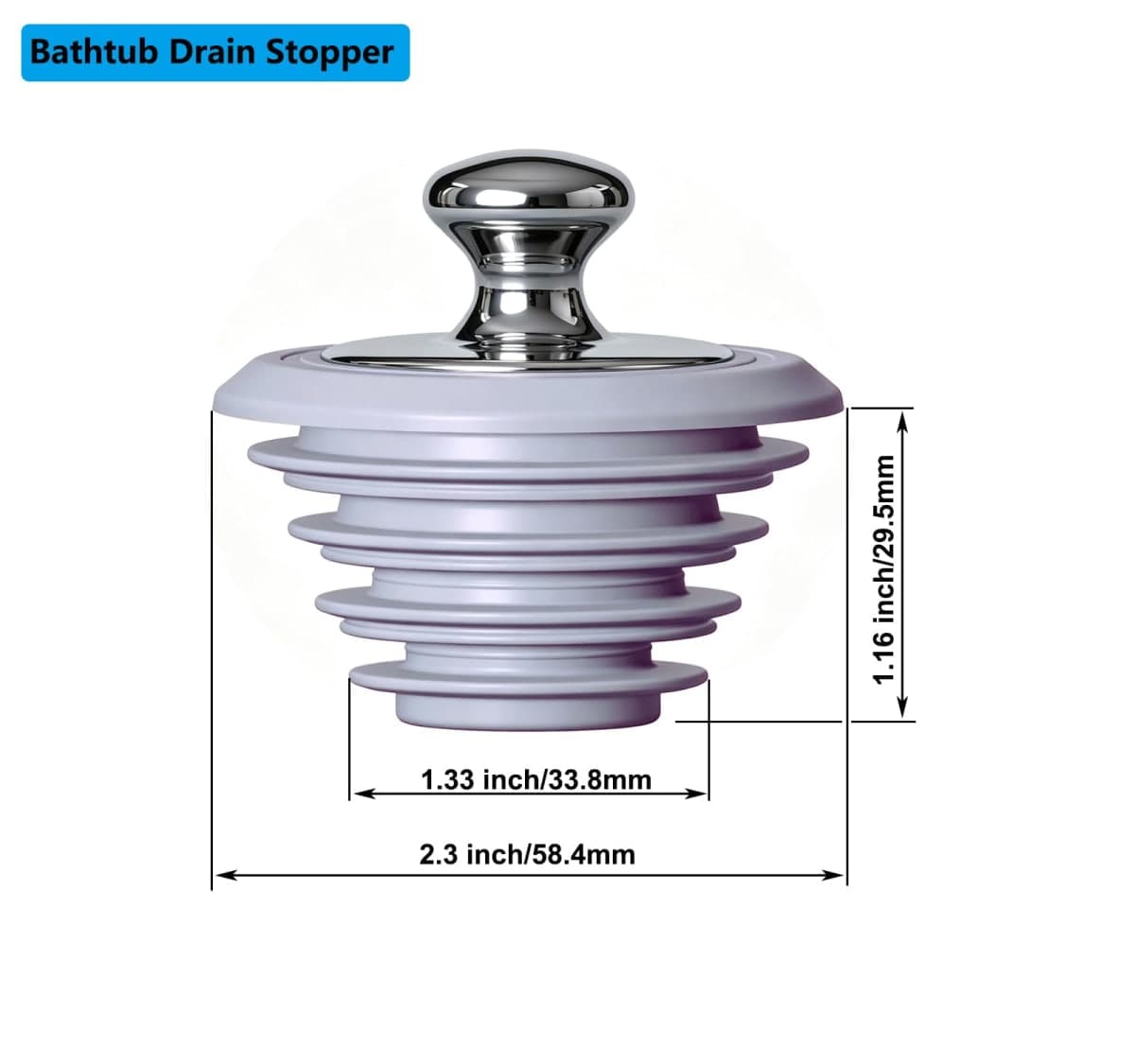 XAJOON Bathtub Drain Stopper,Tub Stopper,Silicone Bathtub Stopper, Washbasin Drain Plug(Gray,Patented Product) thumbnail 4