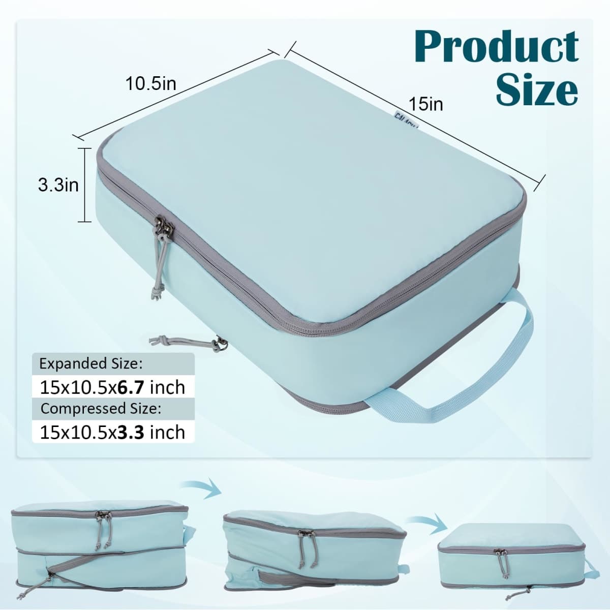 Extra Large Compression Packing Cubes for Travel, 2 Set Compression Bags Travel Cubes for Packing Suitcase Organizer Bags Set, Travel Accessories Luggage Organizer Bags, Blue thumbnail 2