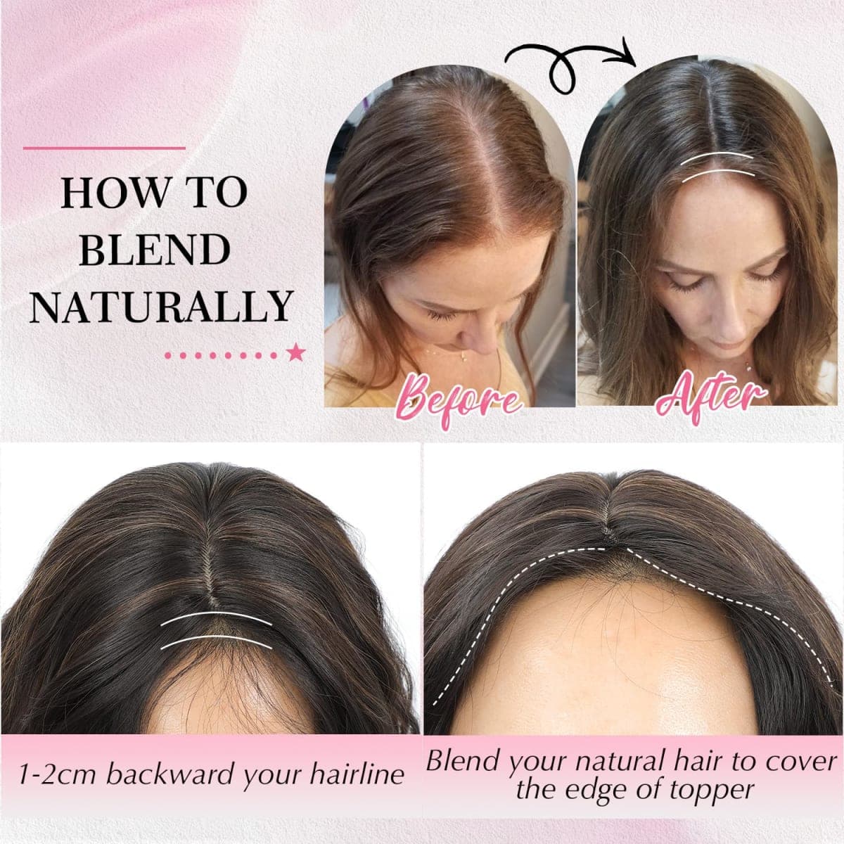 PANEWAY 18 Inch Body Wavy Hair Toppers for Women Clip In Hair Topper for Thinning Hair Natural Scalp Look, Lightweight & Comfortable for All-Day Wear - Dark Brown Root to Caramel Blonde, 18inch thumbnail 5