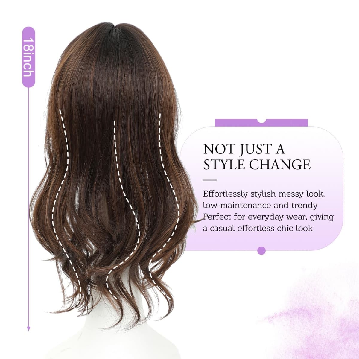 Fine Plus 18 Inch Hair Topper for Women with Thinning Hair, Synthetic Clip-in Hair Topper with Natural Body Wavy Texture Covers Gray Roots and Adds Volume Perfect for Daily Wear Parties and Vacation thumbnail 3