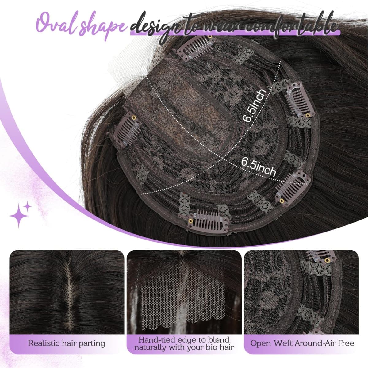 Fine Plus 18 Inch Hair Topper for Women with Thinning Hair, Synthetic Clip-in Hair Topper with Natural Body Wavy Texture Covers Gray Roots and Adds Volume Perfect for Daily Wear Parties and Vacation thumbnail 5