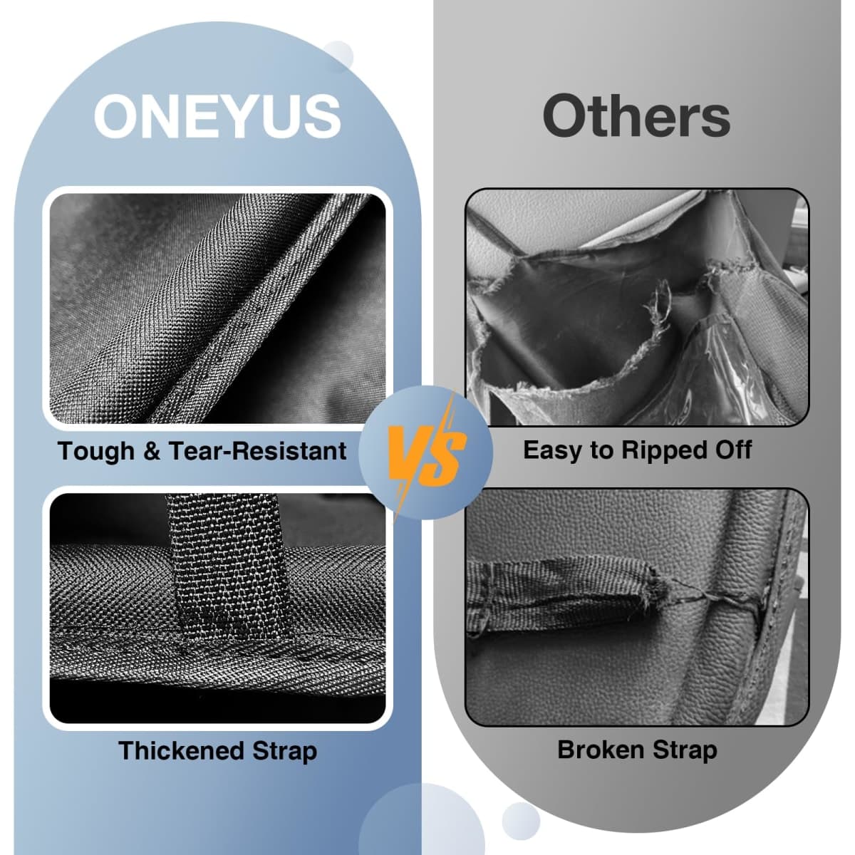 Oneyus Back Seat Organizer with table tray, 2Pack Backseat Car Organizer with 9 Storage Pockets for Bottle Snack Books on Travel Roda Trip for Kid Adult thumbnail 5