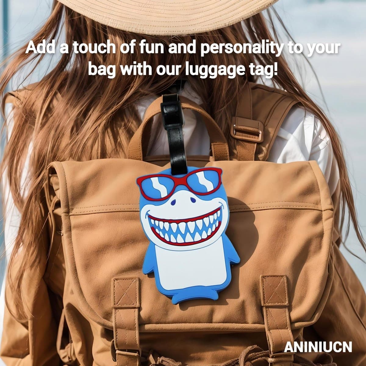 ANINIUCN Luggage Tag Cute Funny Silicone ID Luggage Tags for Suitcases Bag Travel Accessories Perfect for Teens Adults, Shark, 4 inches x 2.6 inches x 0.2 inches thumbnail 5