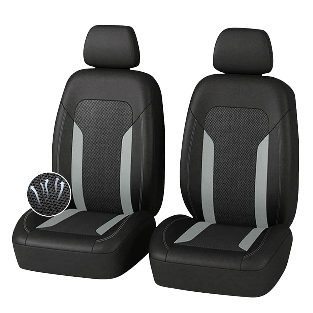4PCS Cooling Car Seat Covers,Breathable Front Seat Covers with Mesh Construction and Foam Padding,Car Seat Protector to Reduce Back Sweating,Universal Car Interior for Car SUV (Gray) — image 1