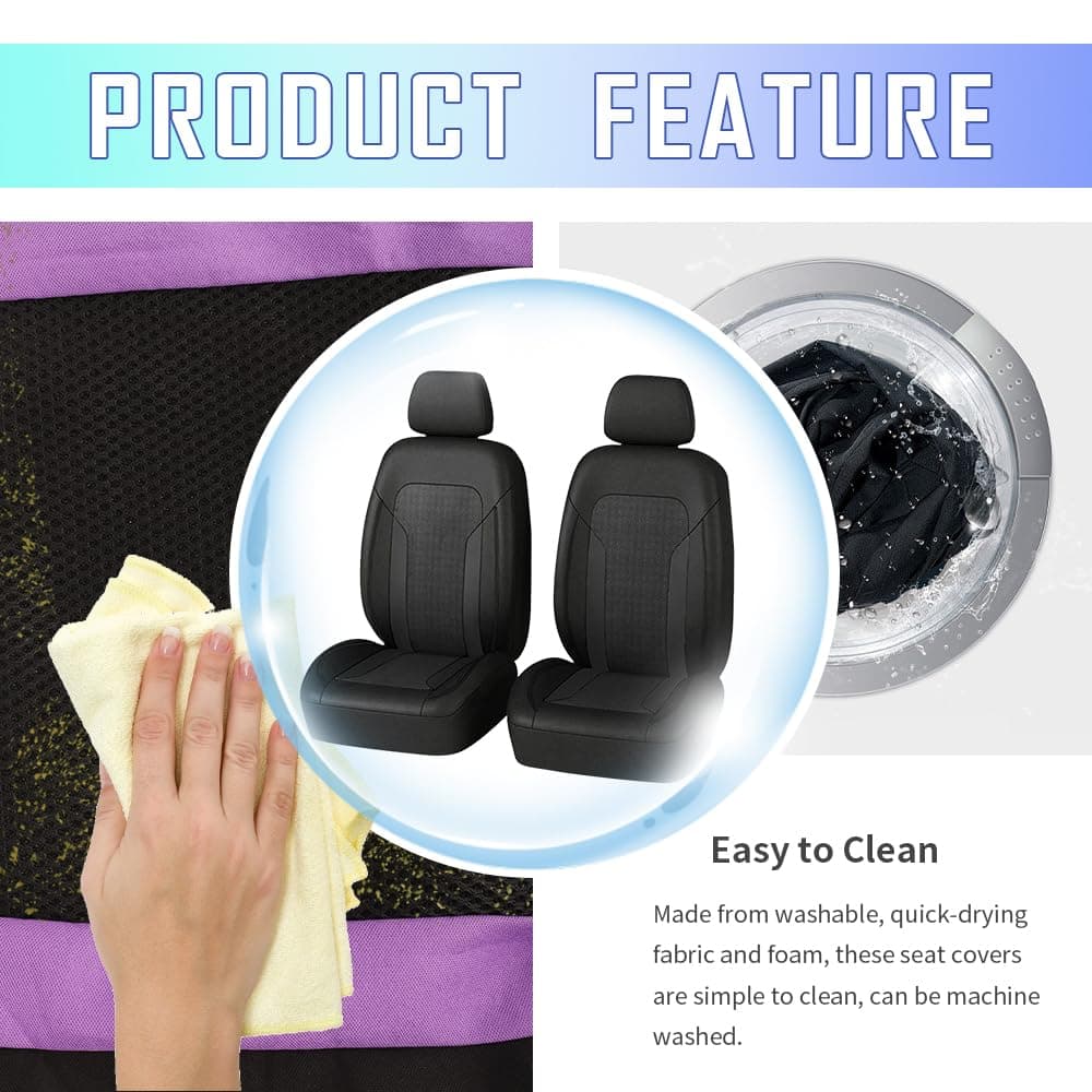 4PCS Cooling Car Seat Covers,Breathable Front Seat Covers with Mesh Construction and Foam Padding,Car Seat Protector to Reduce Back Sweating,Universal Car Interior for Car SUV (Gray) thumbnail 4