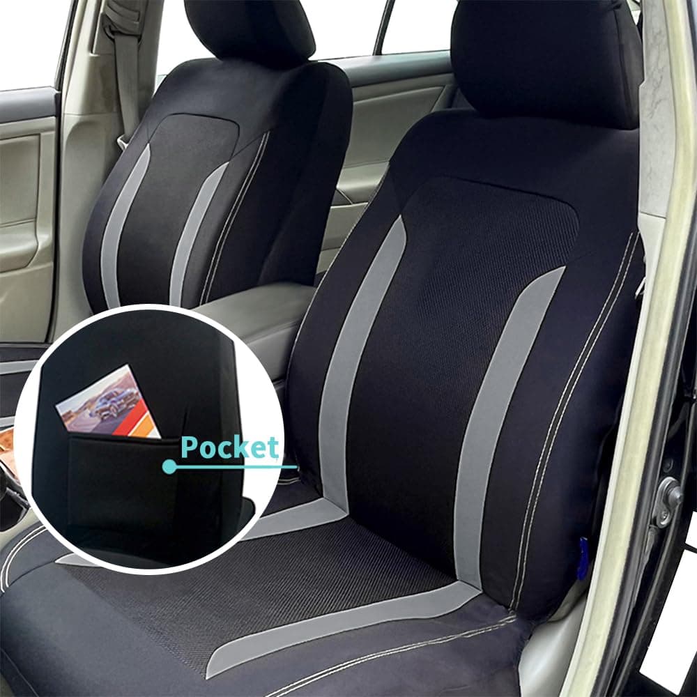 4PCS Cooling Car Seat Covers,Breathable Front Seat Covers with Mesh Construction and Foam Padding,Car Seat Protector to Reduce Back Sweating,Universal Car Interior for Car SUV (Gray) thumbnail 5