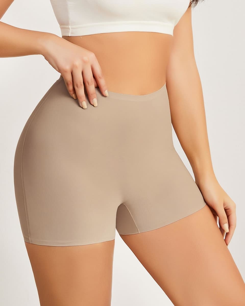 Banamic Womens Boy Shorts Seamless Underwear Anti Chafing Soft Biker Short Boxers Beige thumbnail 3