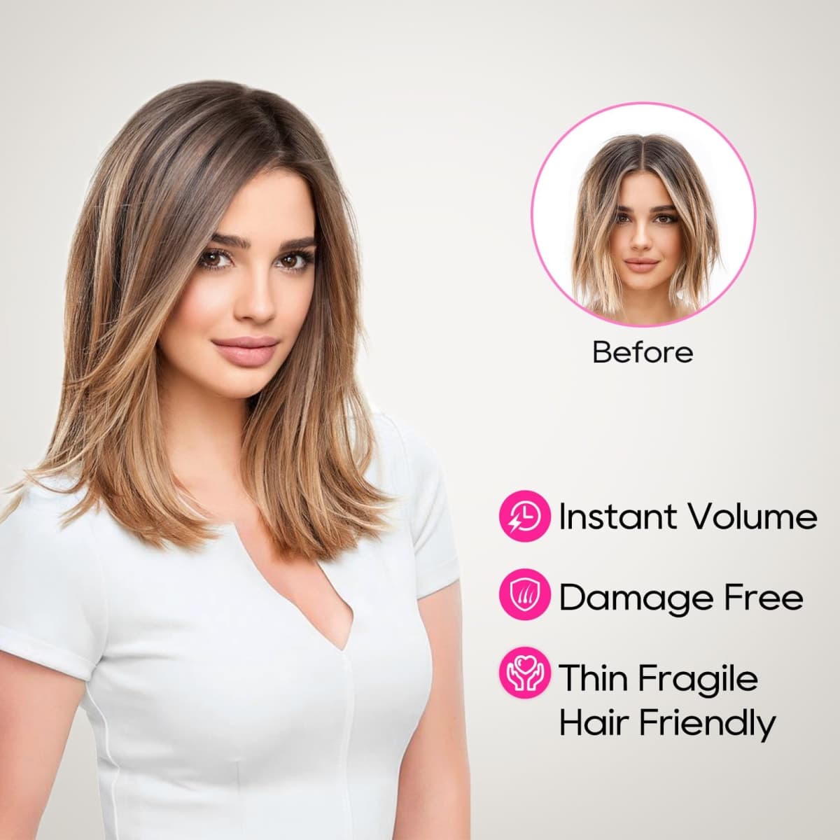 REECHO 12" Invisible Wire Hair Extensions with Thinner Softer Lace Weft Adjustable Size Removable Secure Clips in Short Straight Secret Hairpiece for Women - Ginger Brown thumbnail 5