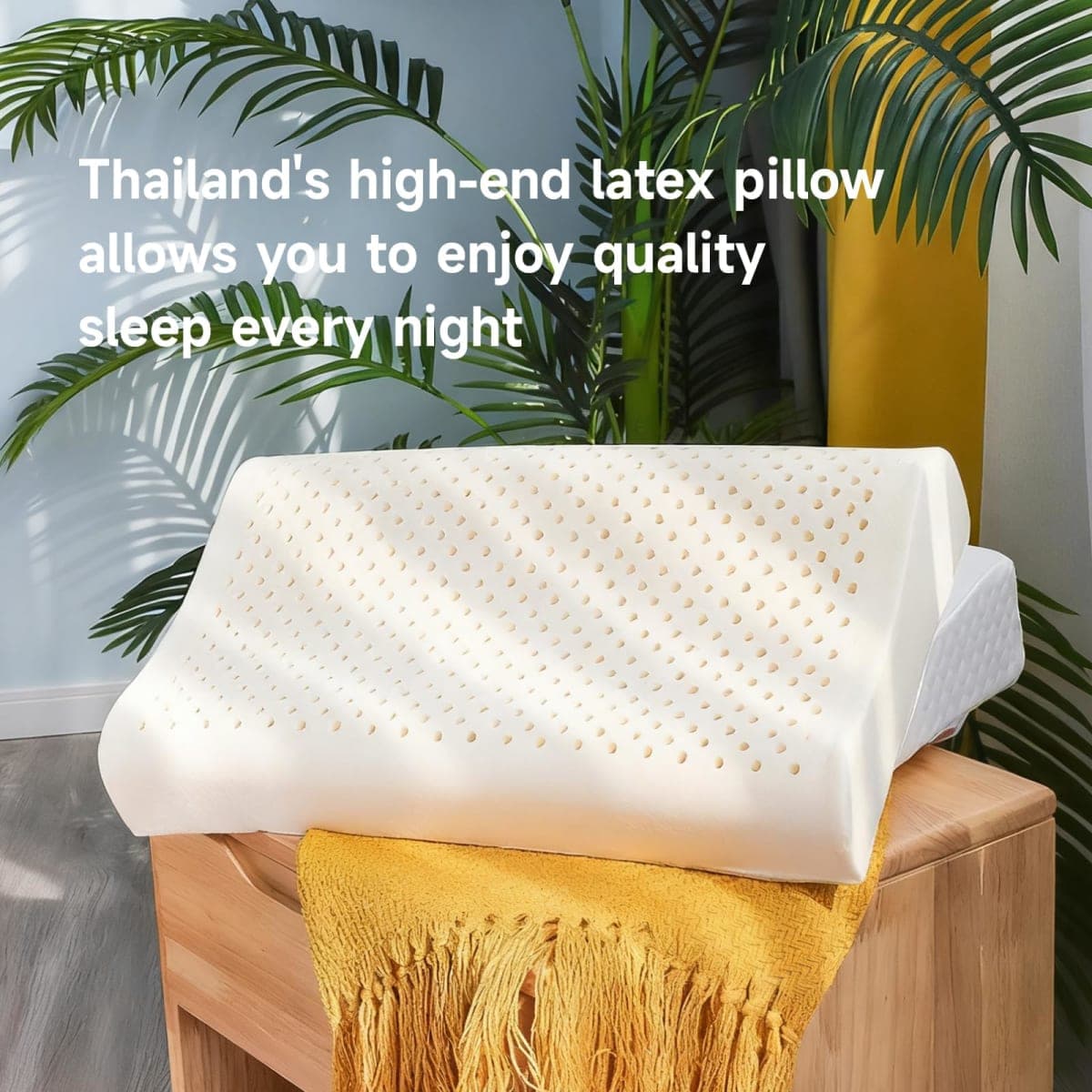 slegox Latex Pillow, Medium Soft Latex Foam Pillow for Sleeping with Removable Cotton Inner Cover, Side and Stomach Sleepers, Helps Relieve Pressure thumbnail 3