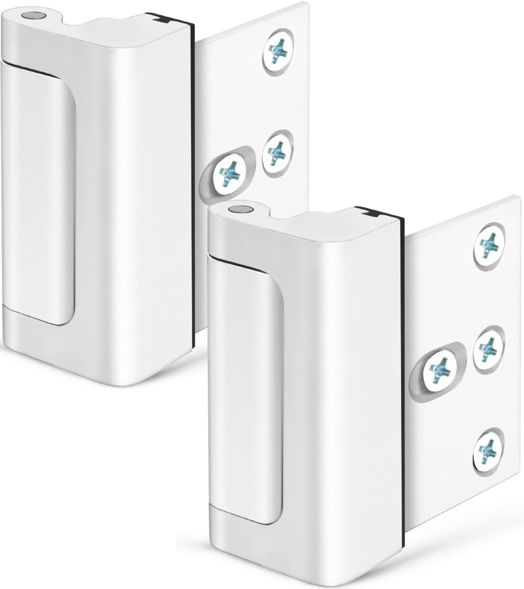 Home Security Door Lock, Childproof Door Reinforcement Lock with 3" Stop Withstand 800 lbs for Inward Swinging Door, Upgrade Night Lock to Defend Your Home (White-2 Pack) — image 1