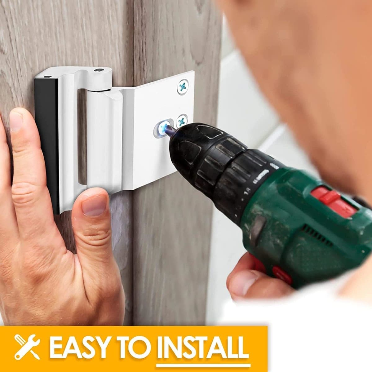 Home Security Door Lock, Childproof Door Reinforcement Lock with 3" Stop Withstand 800 lbs for Inward Swinging Door, Upgrade Night Lock to Defend Your Home (White-2 Pack) thumbnail 2