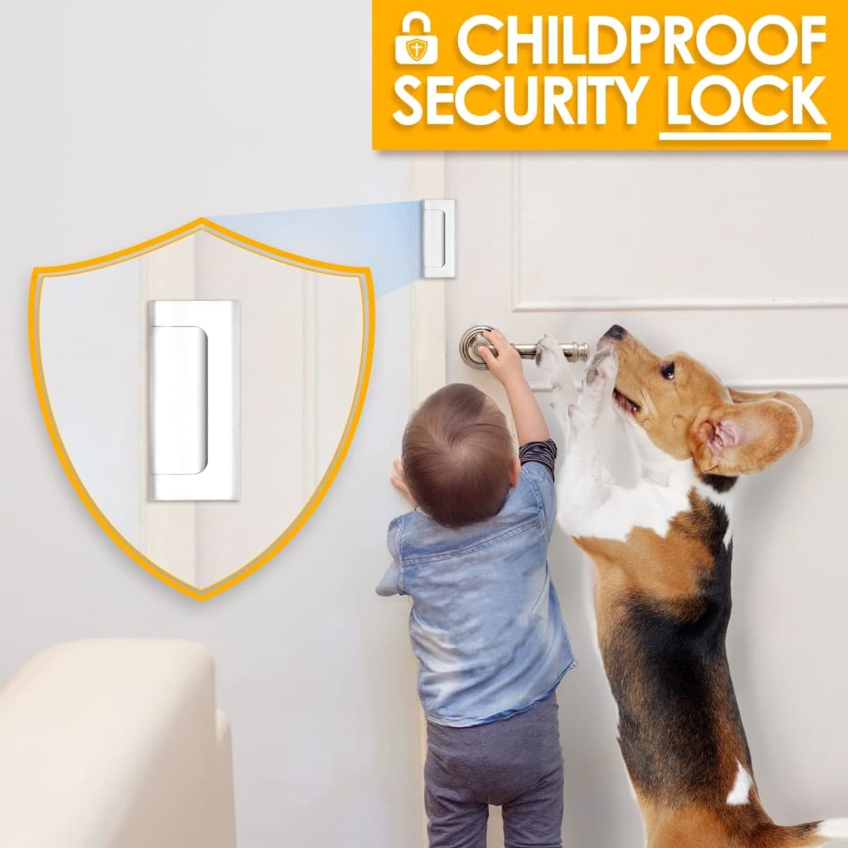 Home Security Door Lock, Childproof Door Reinforcement Lock with 3" Stop Withstand 800 lbs for Inward Swinging Door, Upgrade Night Lock to Defend Your Home (White-2 Pack) thumbnail 3