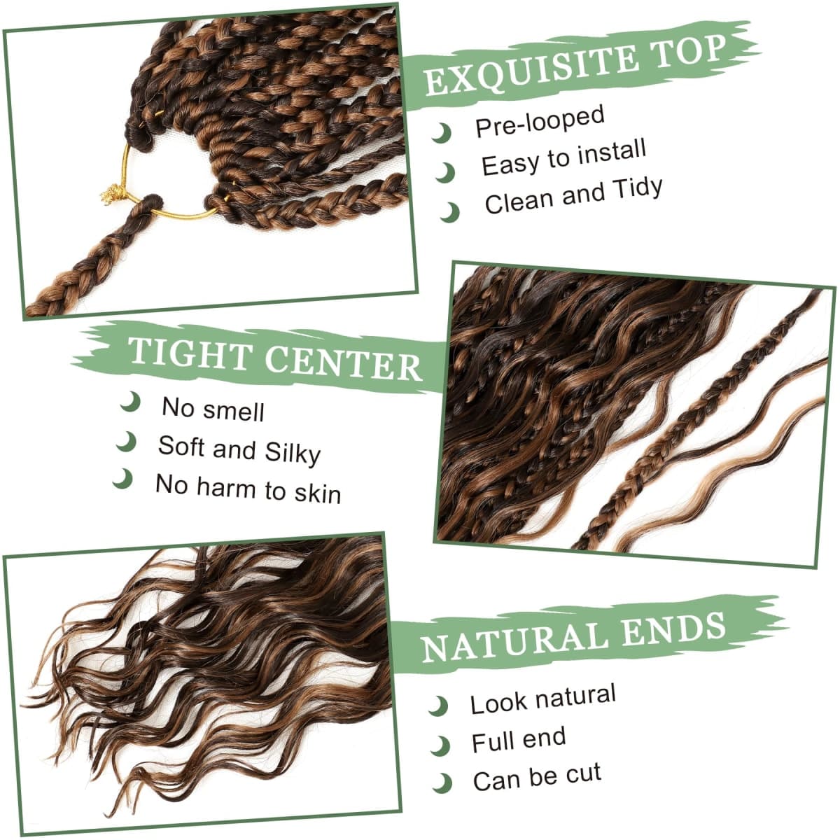 Eerya 8 Packs Boho Goddess Box Braids Crochet Hair for Black Women 18 inch Pre-looped Bohemian Crochet Box Braids With Curly Ends Synthetic Crochet Hair Extensions (18 inch, P4/30) thumbnail 4