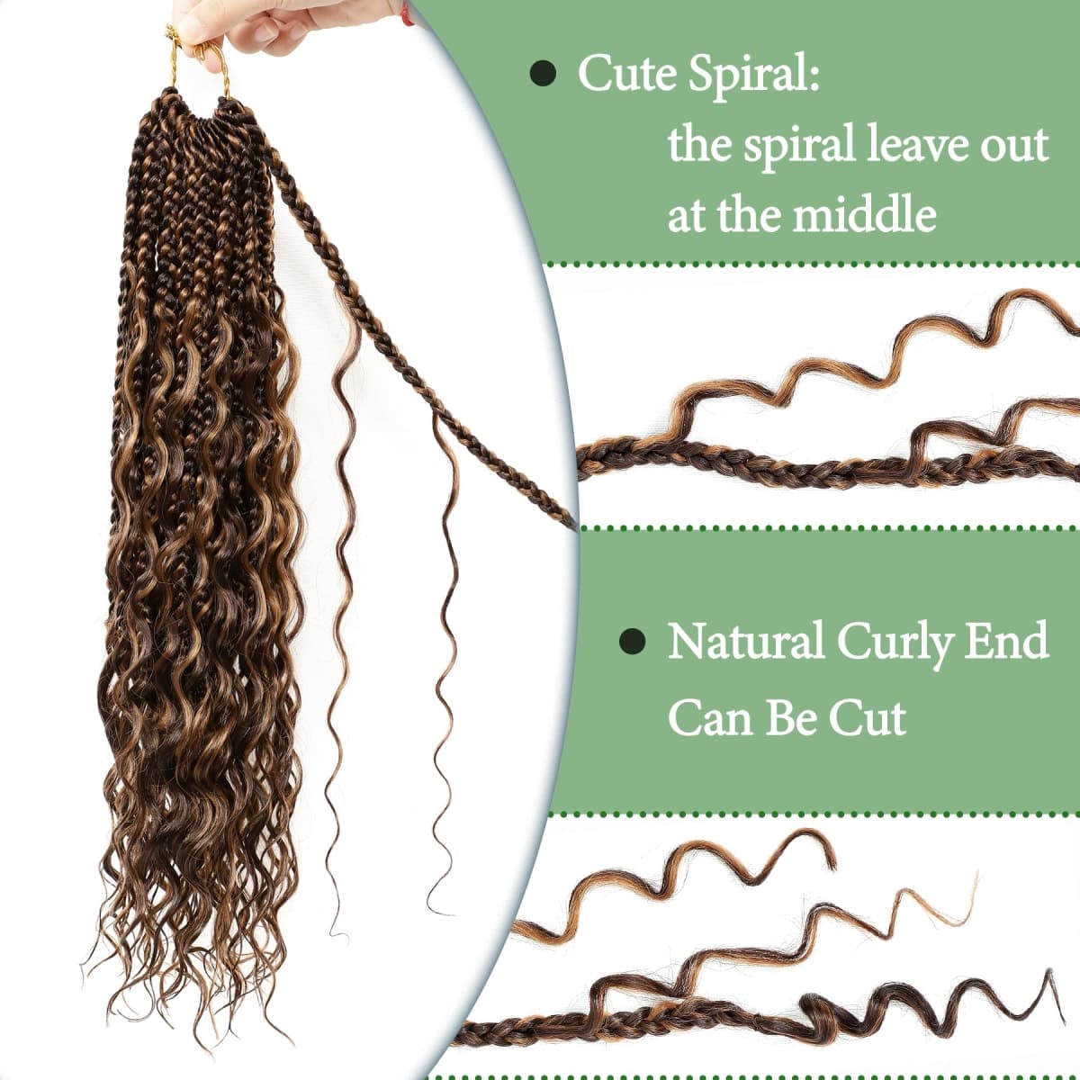 Eerya 8 Packs Boho Goddess Box Braids Crochet Hair for Black Women 18 inch Pre-looped Bohemian Crochet Box Braids With Curly Ends Synthetic Crochet Hair Extensions (18 inch, P4/30) thumbnail 5