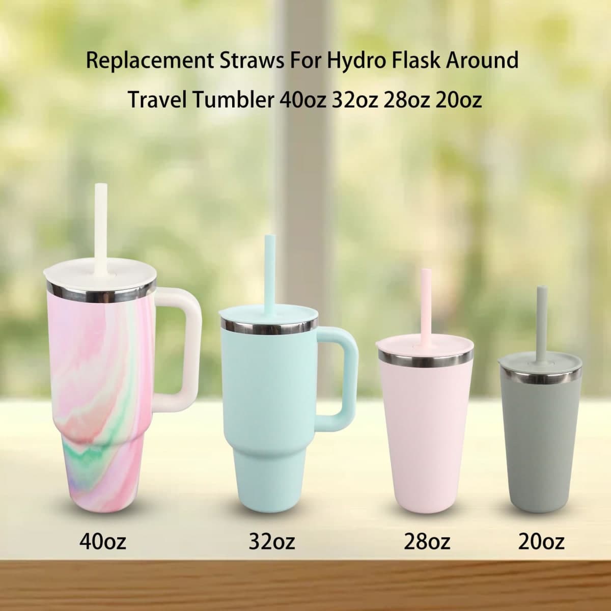 KLOWOAH Replacement Straws and Bite Valve for Hydro Flask Around Travel Tumbler 40oz 32oz 28oz 20oz,with 1 Brush (4 colors) thumbnail 3