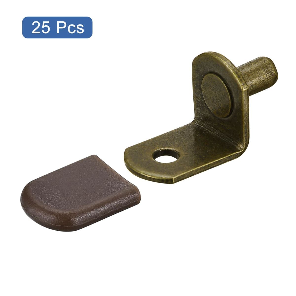 uxcell Shelf Support Pegs, 25pcs 6mm(1/4") L-Shaped Support Bracket Pegs Shelf Pin with Rubber Sleeve for Furniture Shelves Supplies, Bronze Tone thumbnail 3