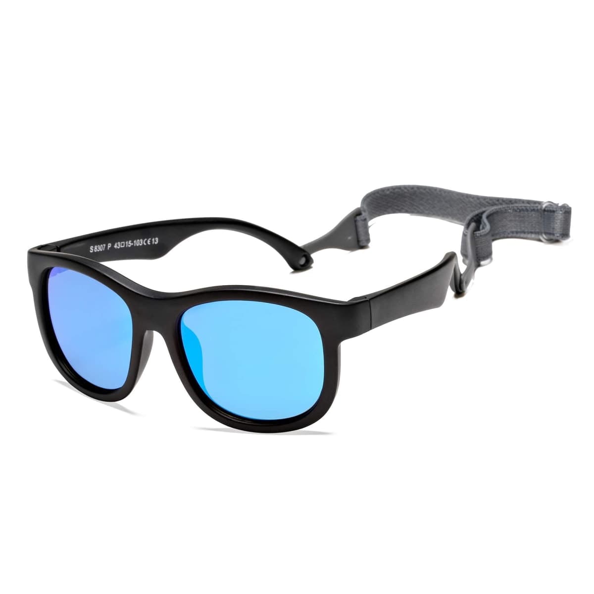COASION Flexible Polarized Baby Sunglasses with Strap Adjustable for Toddler Newborn Infant 0-24 Months, A0* Matte Black / Blue Mirror, Small thumbnail 3