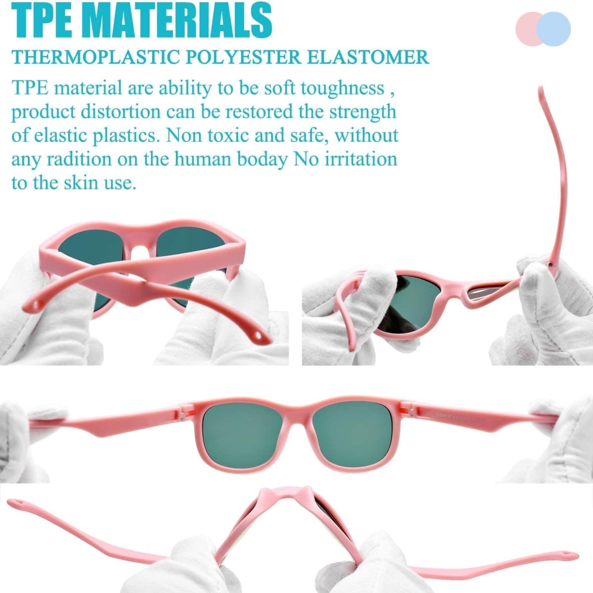 COASION Flexible Polarized Baby Sunglasses with Strap Adjustable for Toddler Newborn Infant 0-24 Months, A0* Matte Black / Blue Mirror, Small thumbnail 4