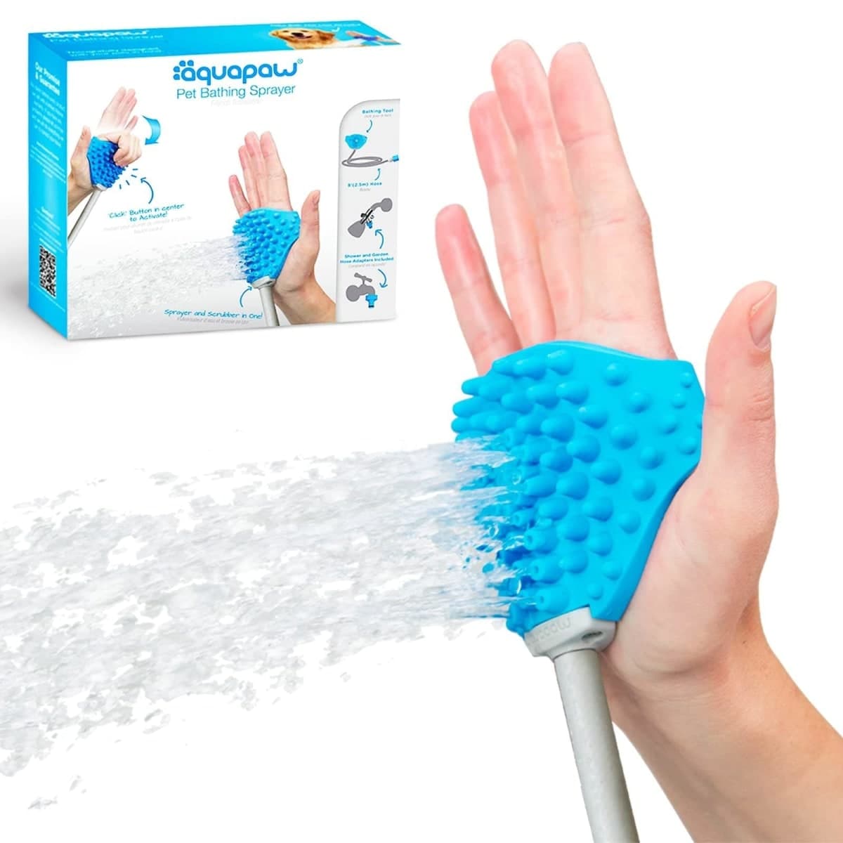Aquapaw Dog Bath Brush Pro Sprayer and Scrubber Tool in One - Indoor/Outdoor Dog Bathing Supplies - Pet Grooming for Dogs or Cats with Long and Short Hair - Wash with Hose and Shower Attachment — image 1