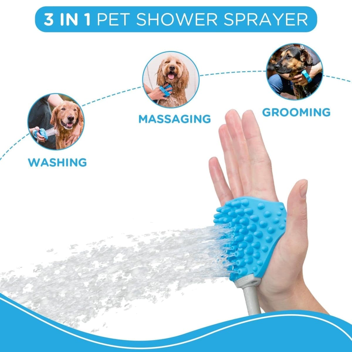 Aquapaw Dog Bath Brush Pro Sprayer and Scrubber Tool in One - Indoor/Outdoor Dog Bathing Supplies - Pet Grooming for Dogs or Cats with Long and Short Hair - Wash with Hose and Shower Attachment thumbnail 4