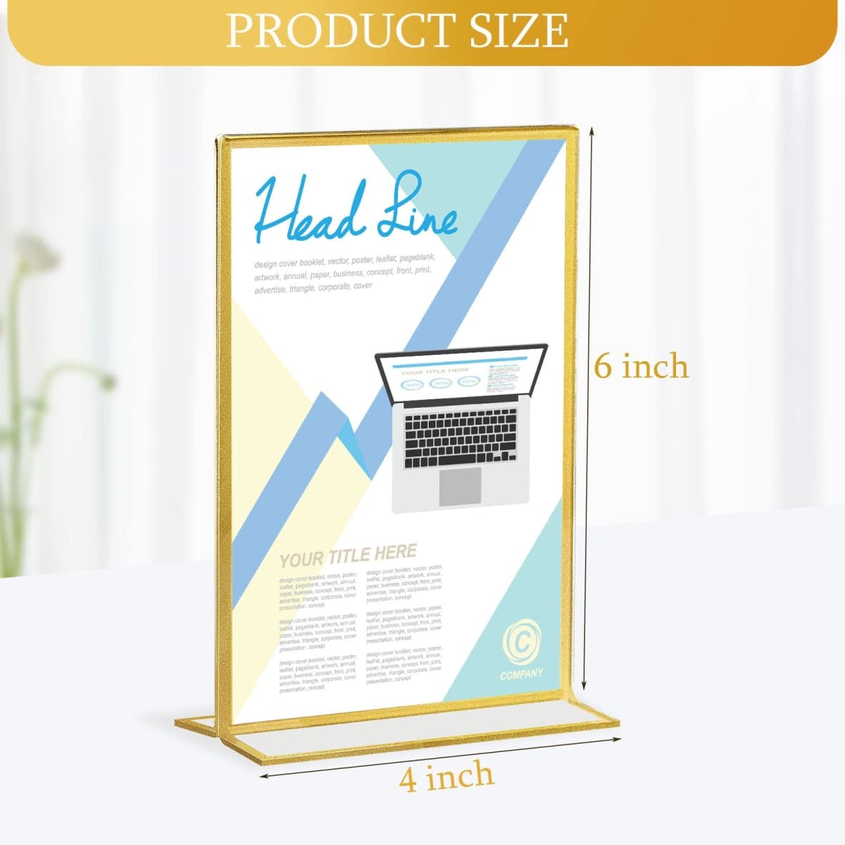 Hoteam 24 Pack 4 x 6 Clear Acrylic Sign Holder with Gold Borders, Gold Picture Frame, Double Sided Wedding Table Number, Acrylic Menu Stands for Wedding Table, Restaurant Sign, Photos Display thumbnail 2