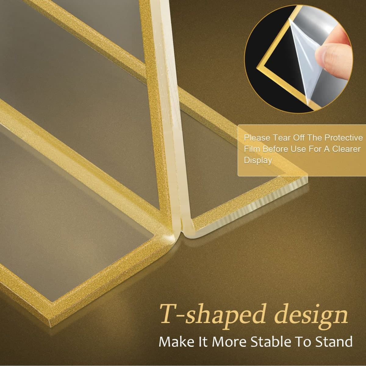 Hoteam 24 Pack 4 x 6 Clear Acrylic Sign Holder with Gold Borders, Gold Picture Frame, Double Sided Wedding Table Number, Acrylic Menu Stands for Wedding Table, Restaurant Sign, Photos Display thumbnail 4